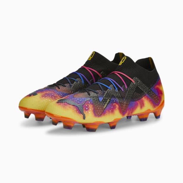 Souliers de soccer à crampons FUTURE ULTIMATE ELM FG/AG, Team Violet-PUMA Black-Yellow Sizzle-Rickie Orange, extralarge